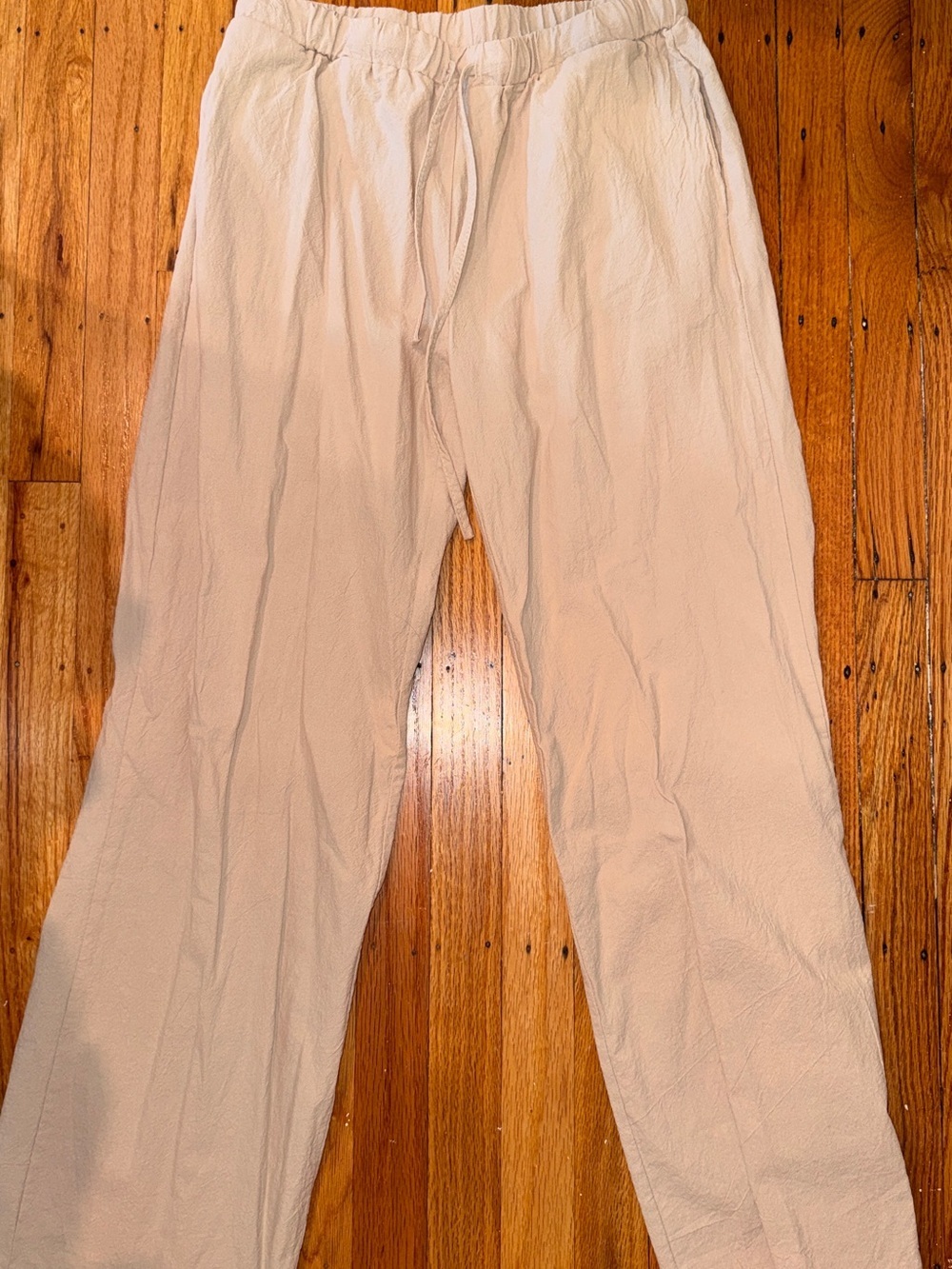 Women linen Lightweight Drawstring Pants — Cream